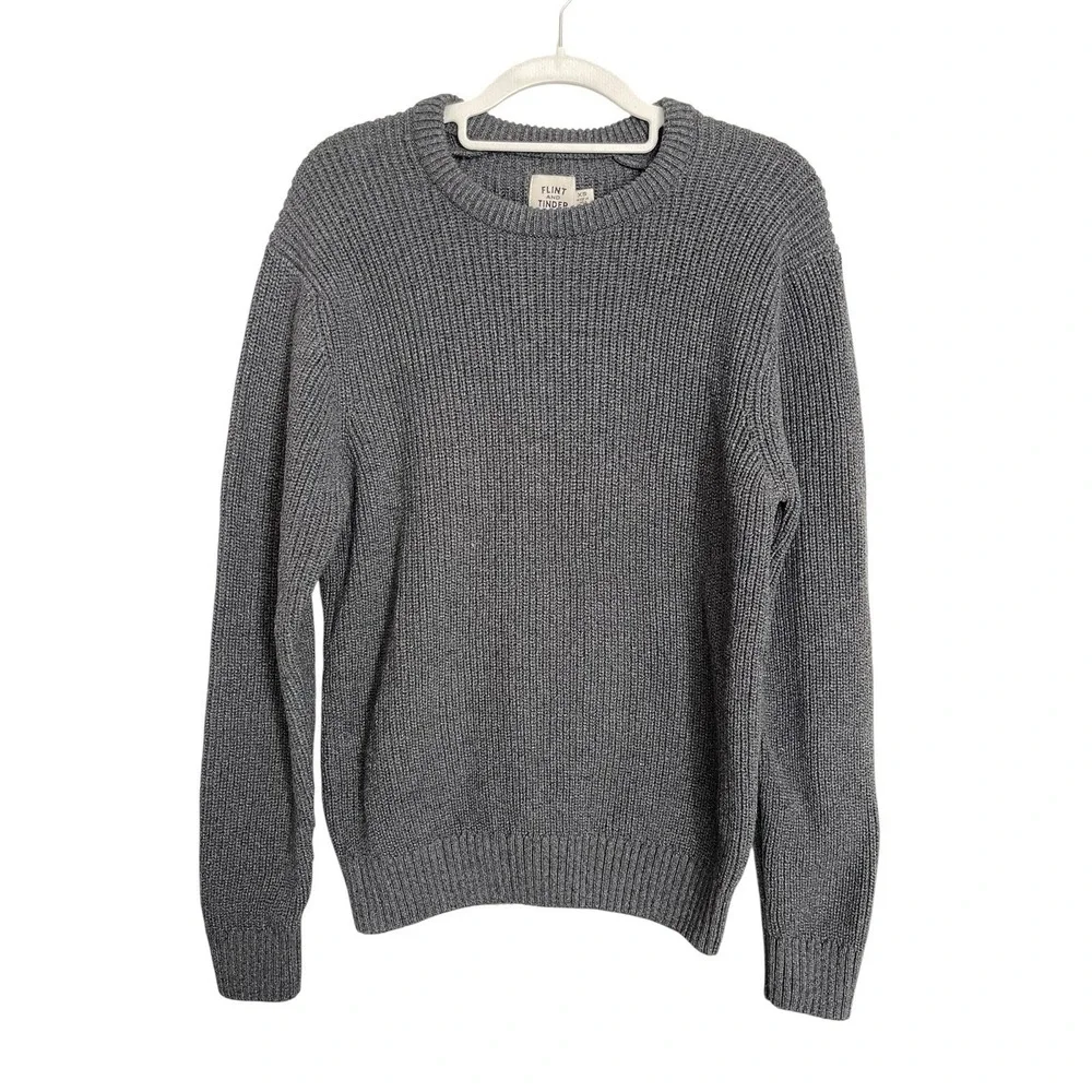 Men's Flint And Tinder Bolinas Recycled Cotton Crewneck Sweater Charcoal Grey XS